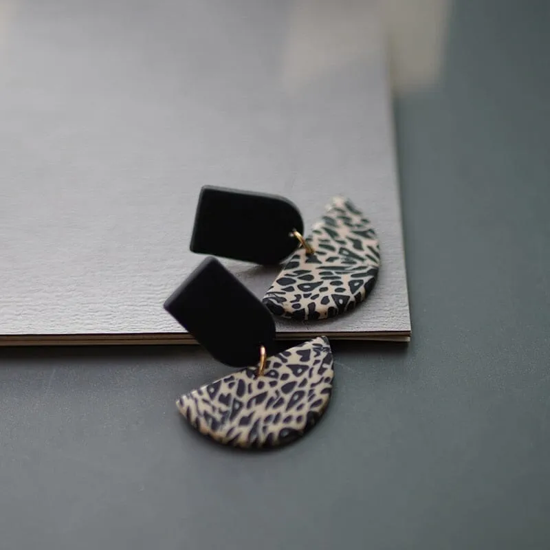 Leopard Pattern Multi Shapes Trendy Polymer Clay Earrings