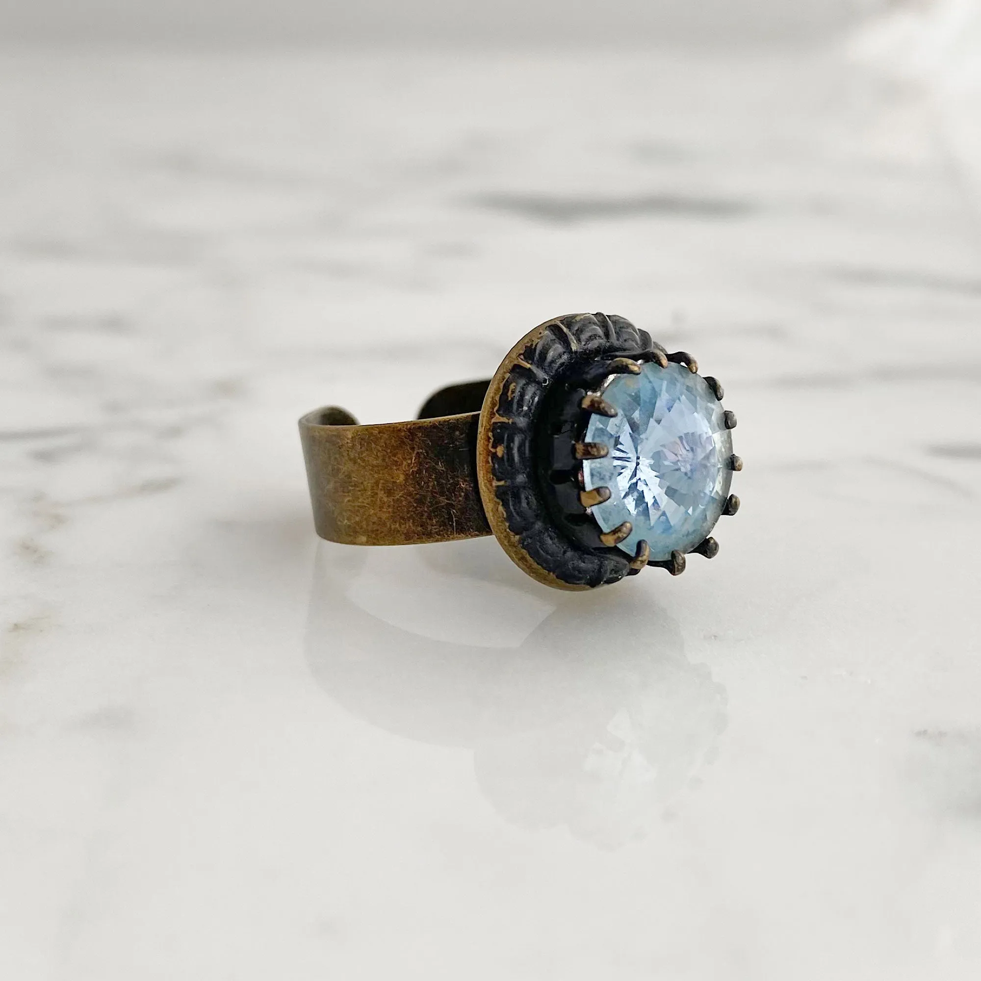 LEVY vintage blue rivoli crystal ring