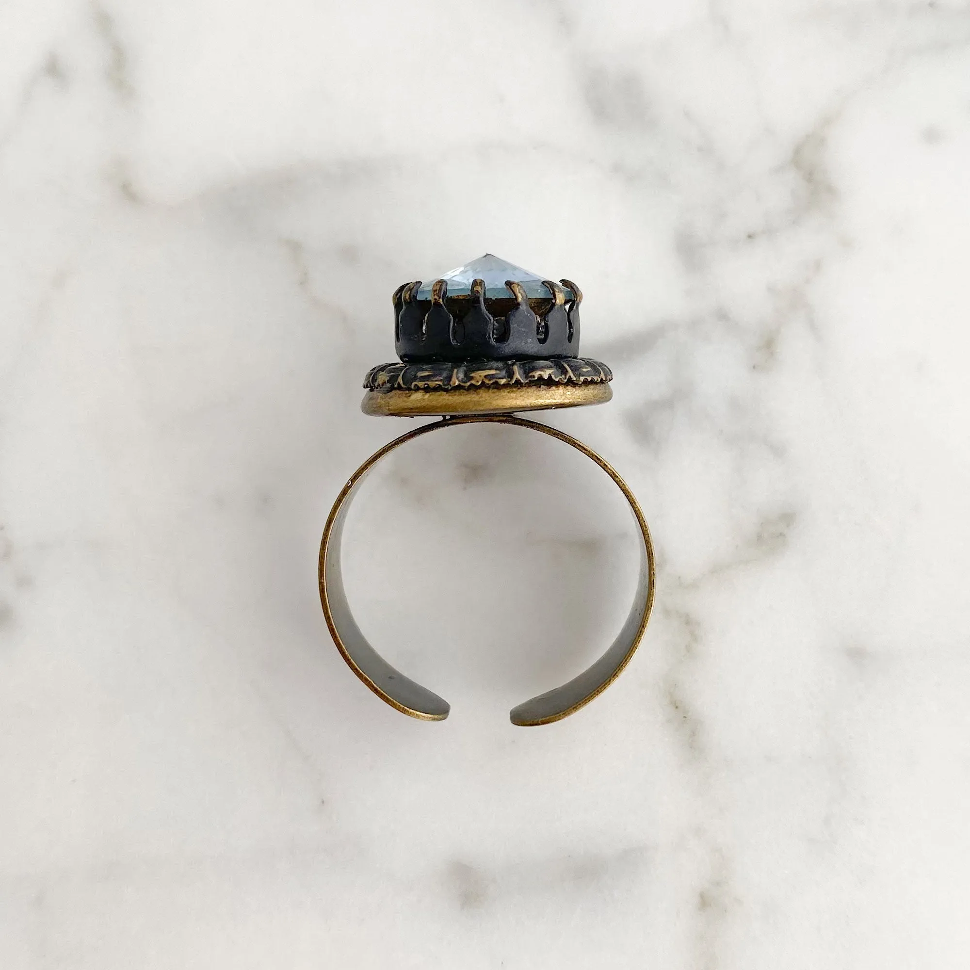 LEVY vintage blue rivoli crystal ring