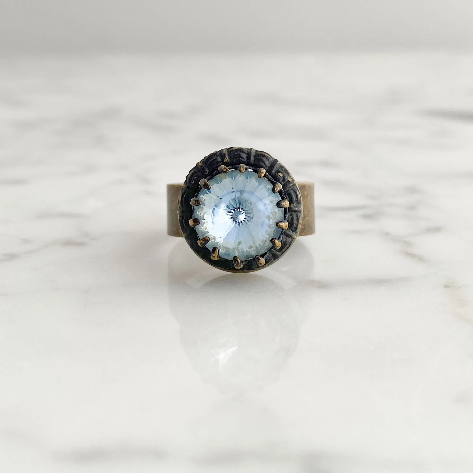 LEVY vintage blue rivoli crystal ring