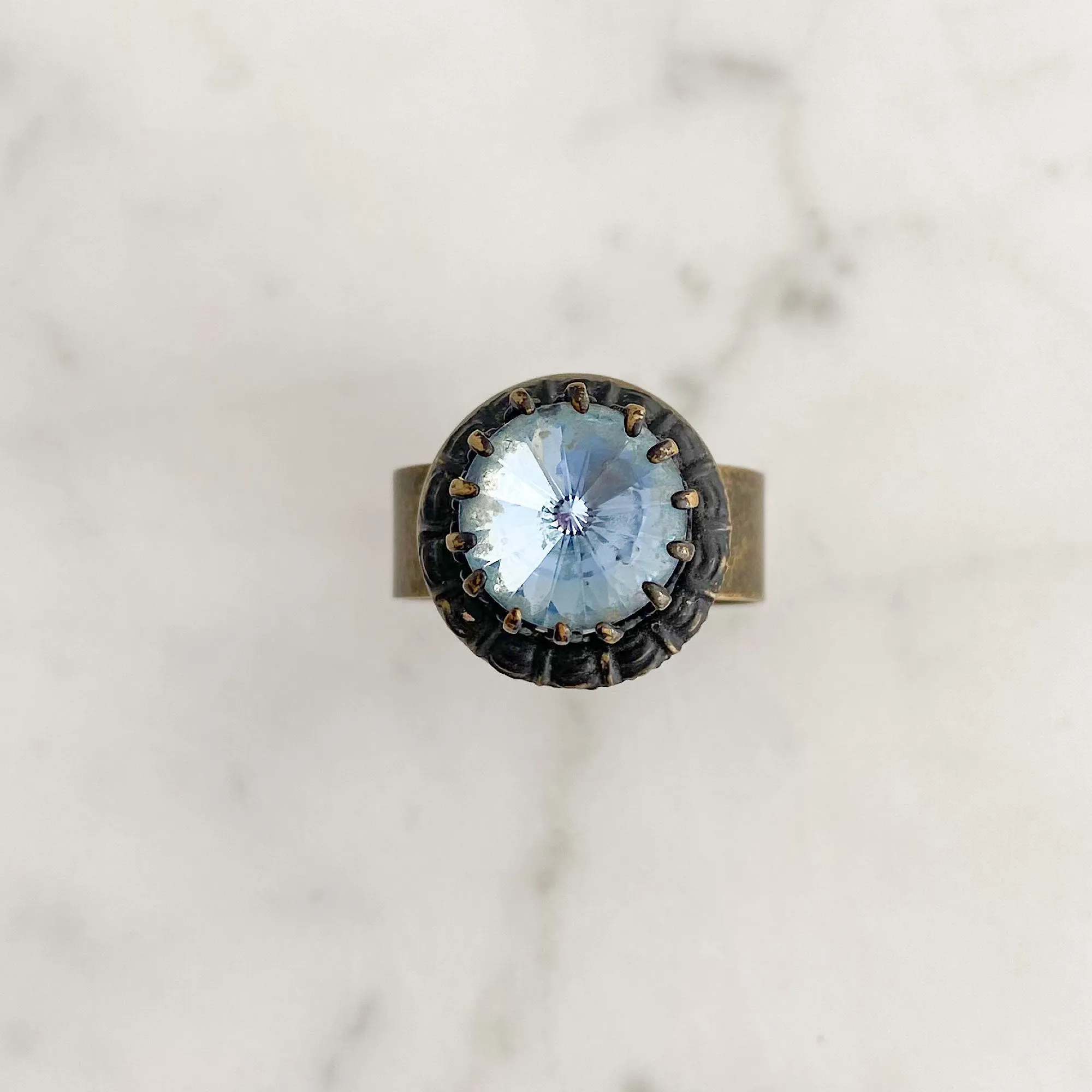 LEVY vintage blue rivoli crystal ring