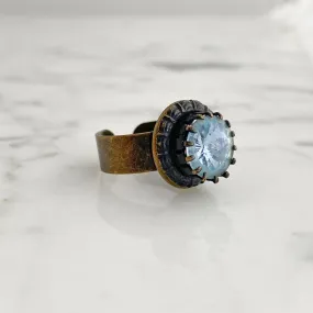 LEVY vintage blue rivoli crystal ring