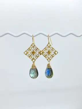 Lotus: Labradorite Earrings - e645