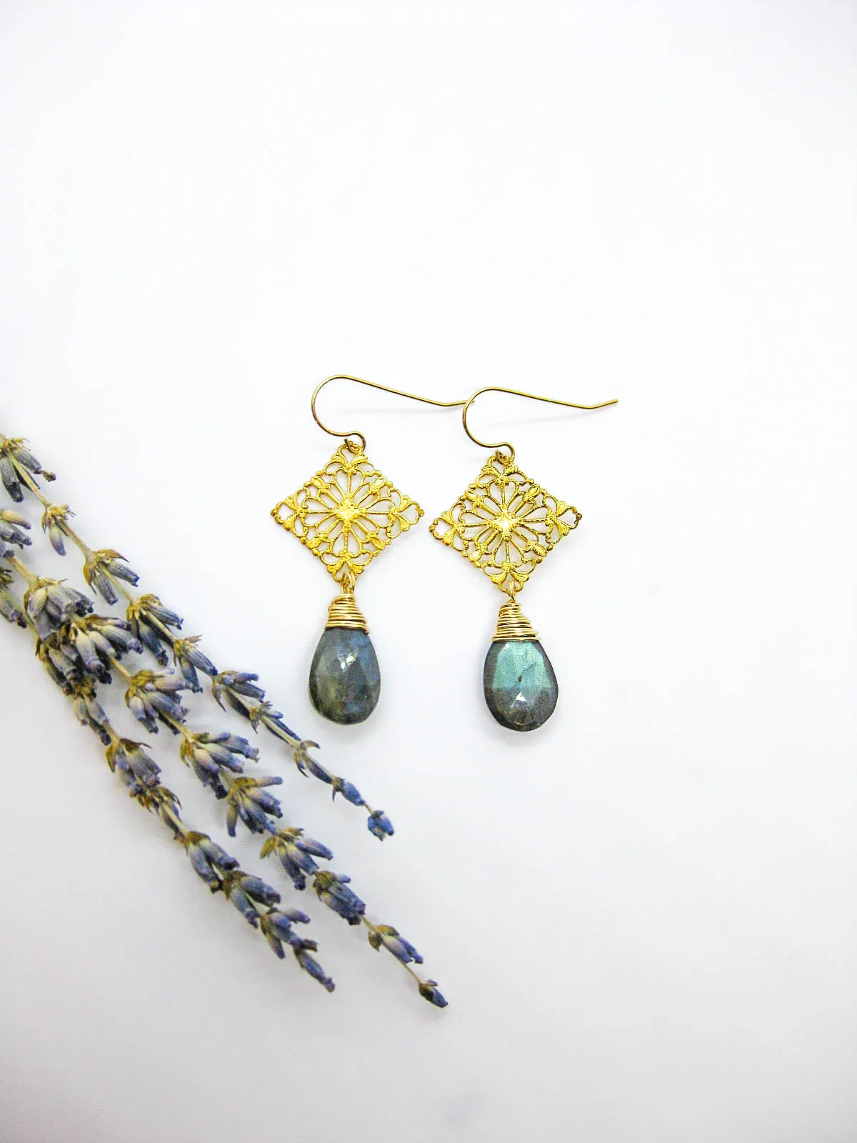 Lotus: Labradorite Earrings - e645