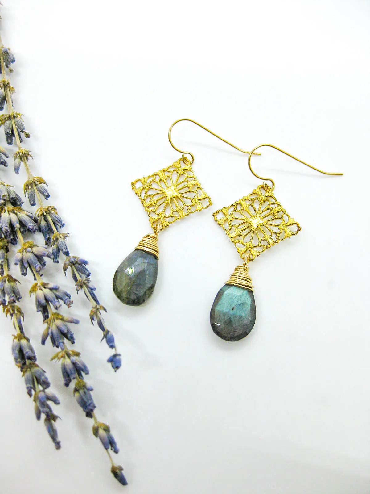 Lotus: Labradorite Earrings - e645