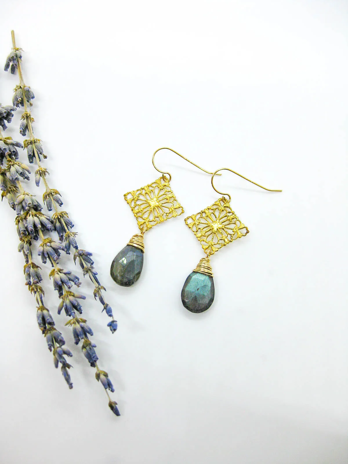 Lotus: Labradorite Earrings - e645