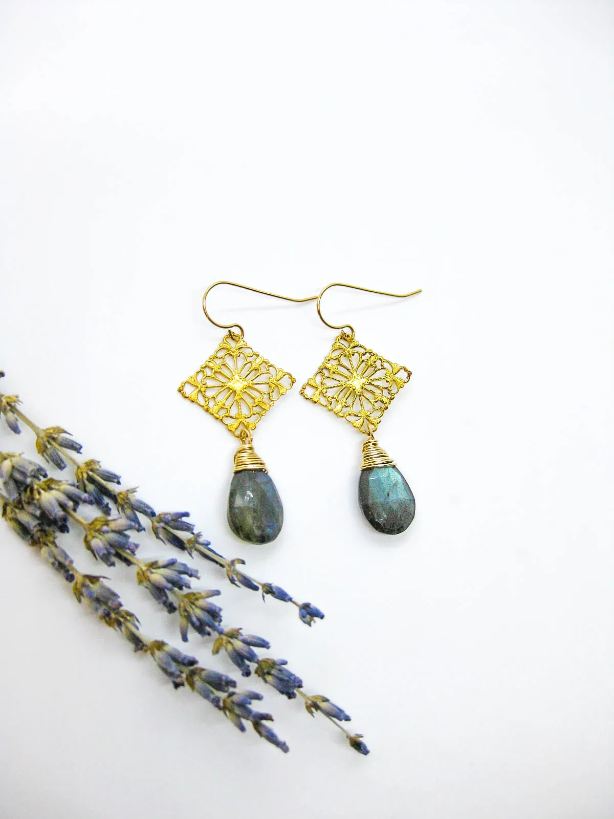 Lotus: Labradorite Earrings - e645