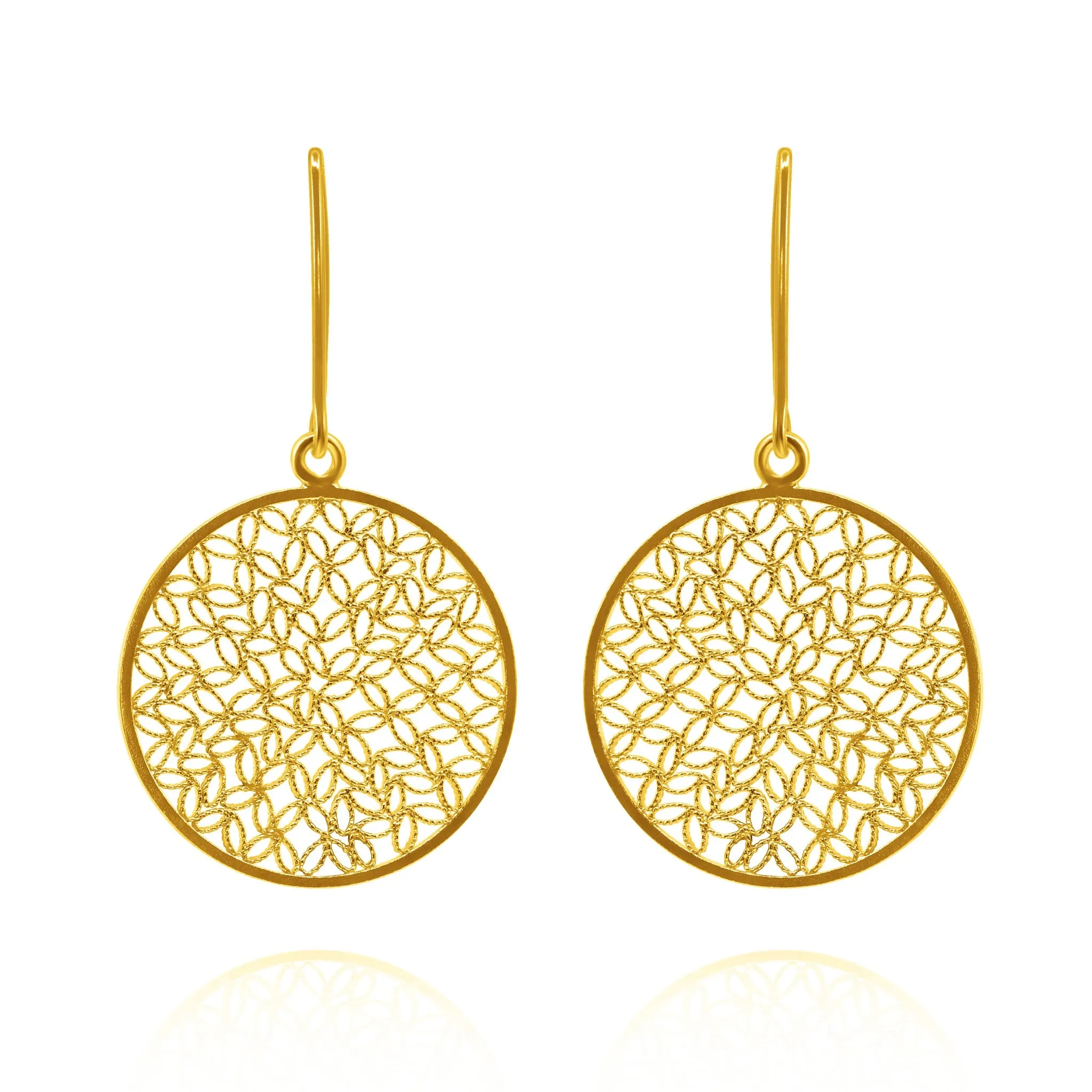 Elegant Gold Medium Filigree Earrings for Women - Made with Intricate Designs