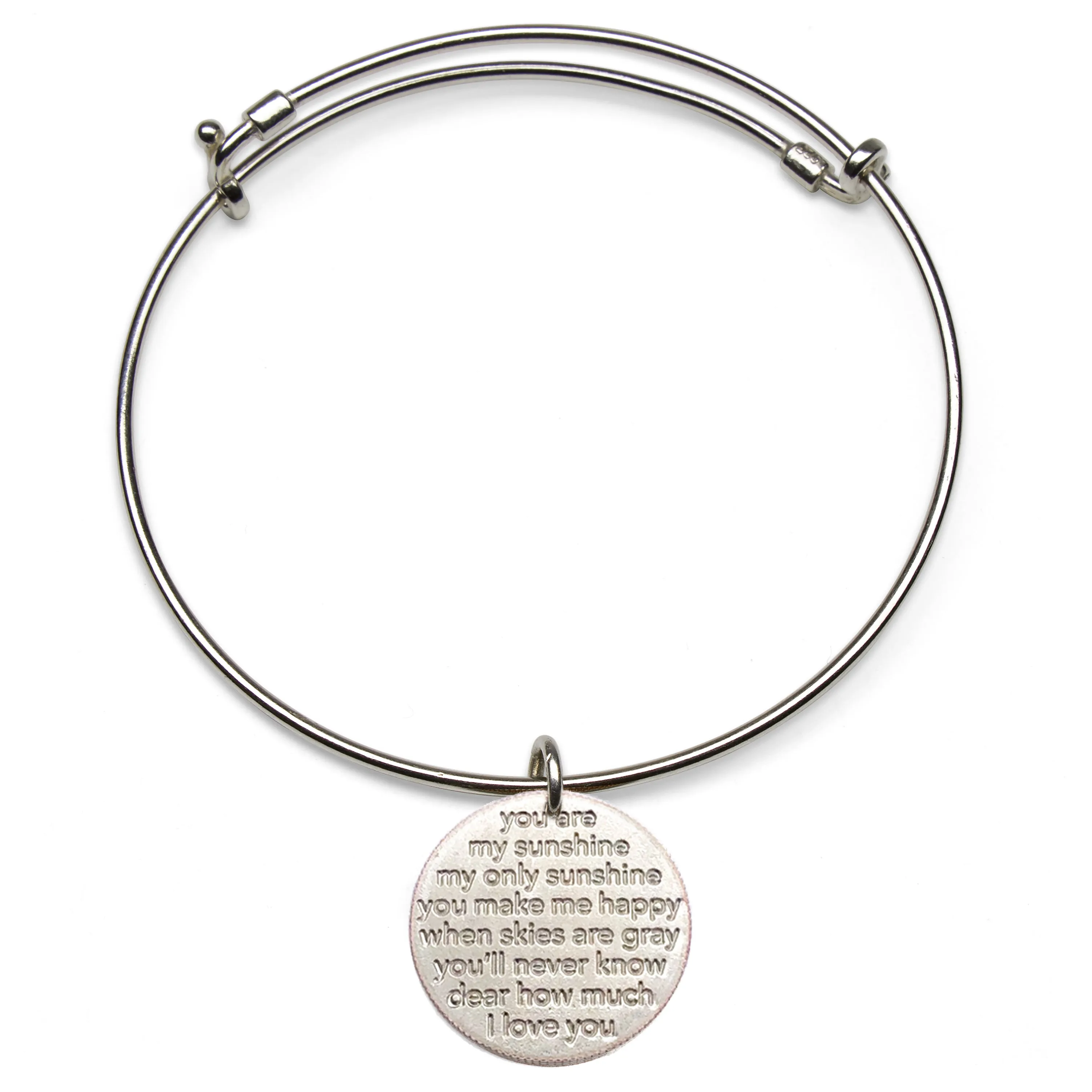 Mariamor You Are My Sunshine Quarter Adjustable Bangle, Sterling Silver