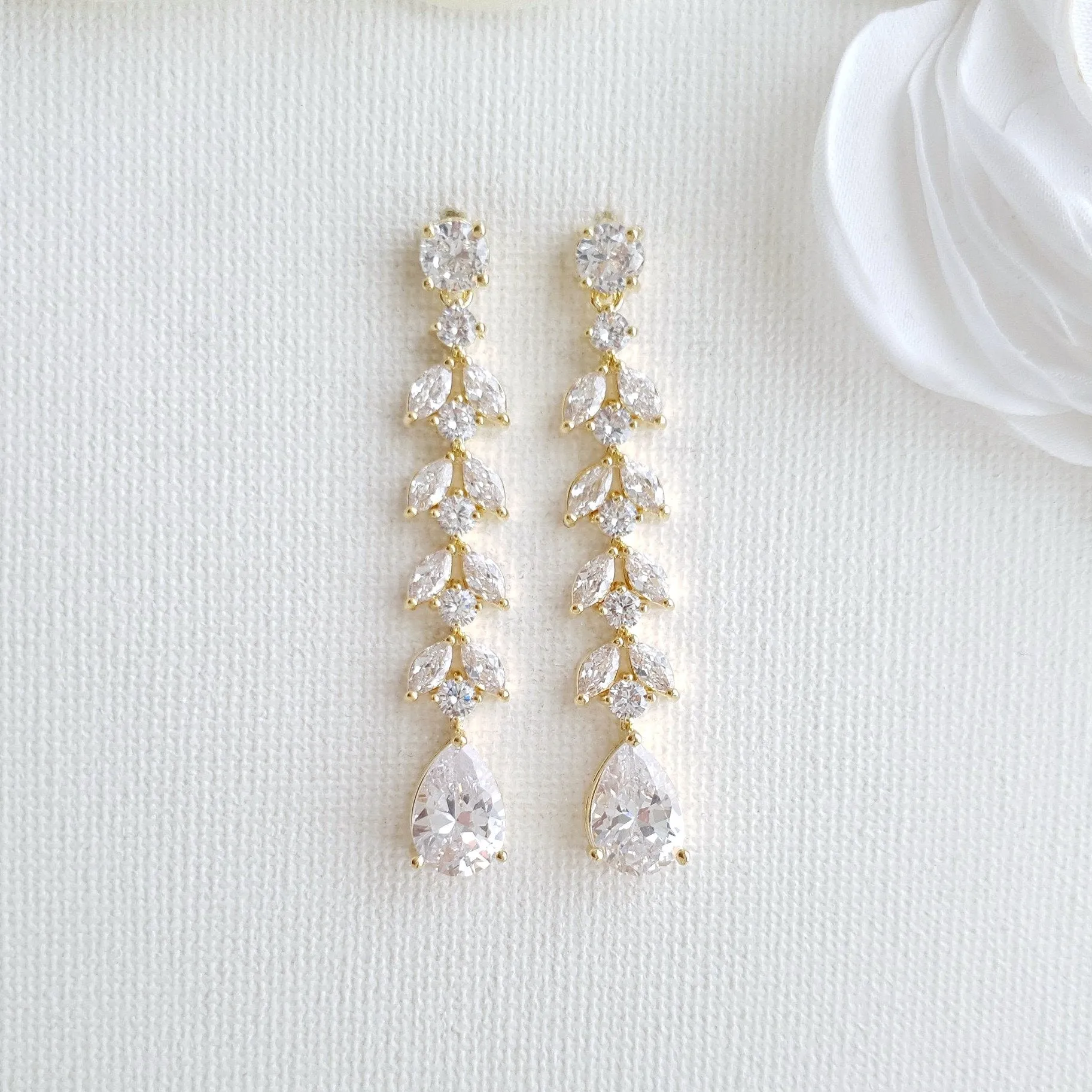 Marquise Crystal Earrings in Gold- Kira