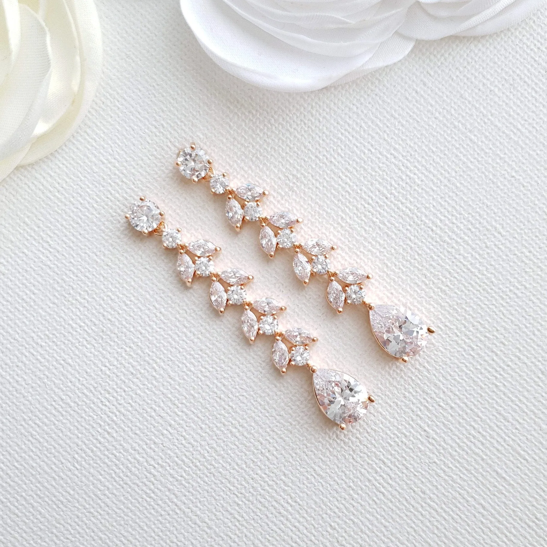 Marquise Crystal Earrings in Gold- Kira