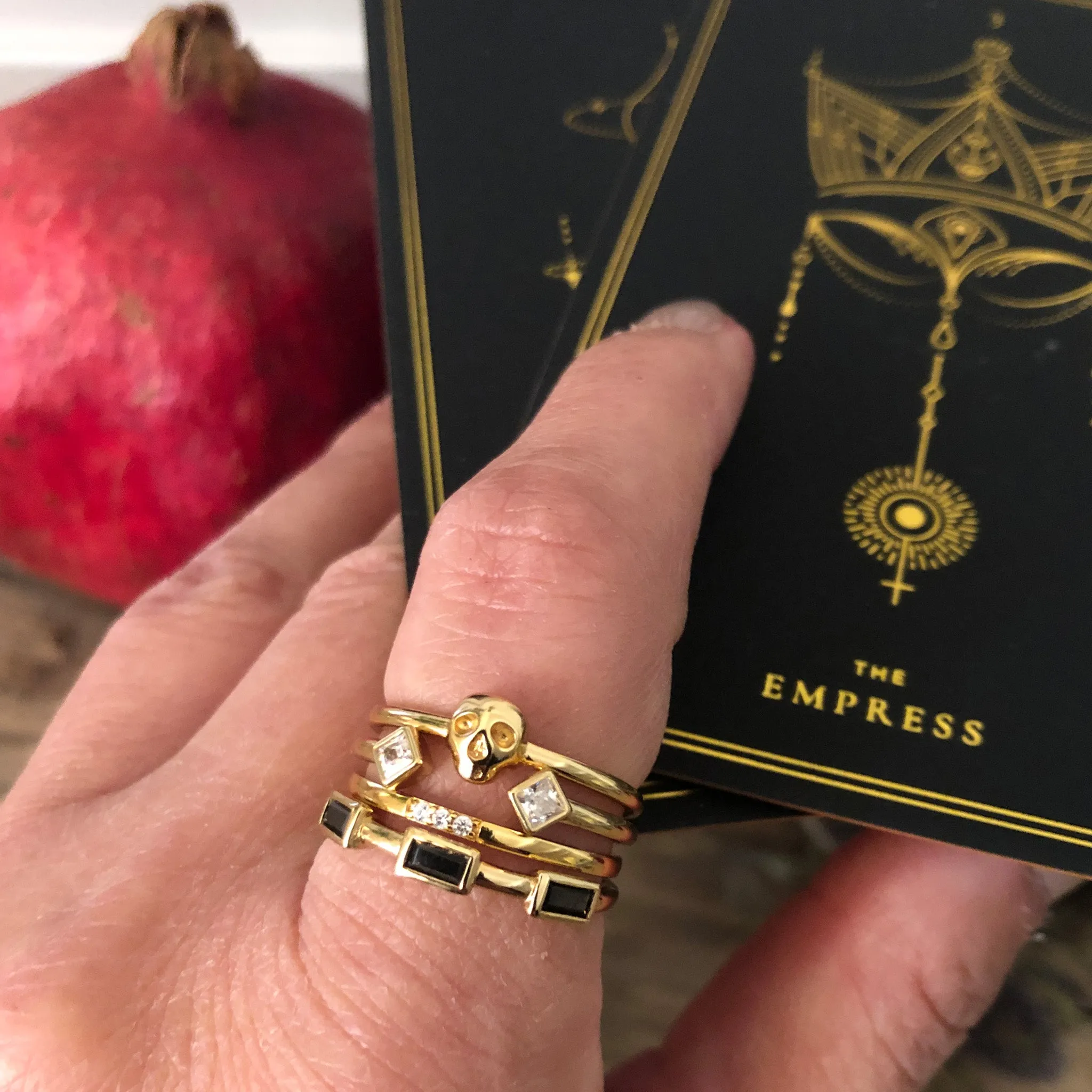 Mini Memento Mori Skull Stacking Ring - Gold