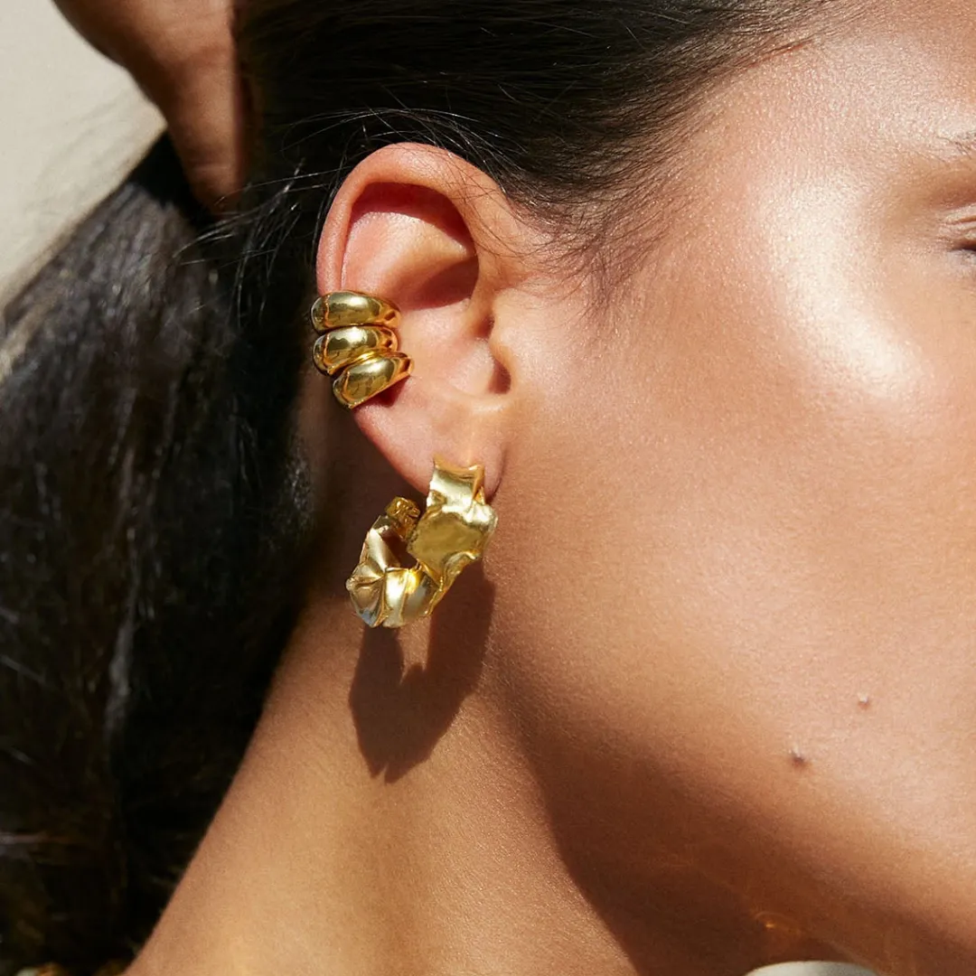 Mini Textured Gold Flow Hoops