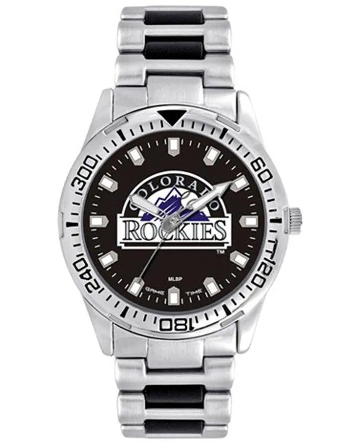 MLB Mens Colorado Rockies Heavy Hitter Watch - Bracelet Strap - Color Logo