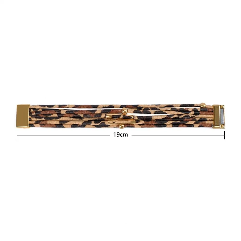 Multilayer Fashion Leopard Leather Bracelet