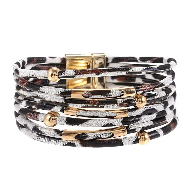 Multilayer Fashion Leopard Leather Bracelet