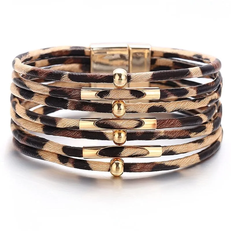 Multilayer Fashion Leopard Leather Bracelet