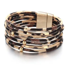 Multilayer Fashion Leopard Leather Bracelet