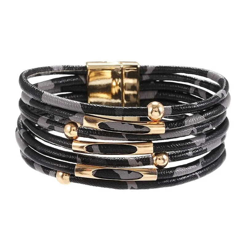 Multilayer Fashion Leopard Leather Bracelet