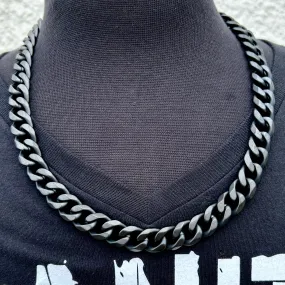 Necklace - Diamond Cut Cuban Link - Classic - Matte Black - 1/2 Wide - CN11