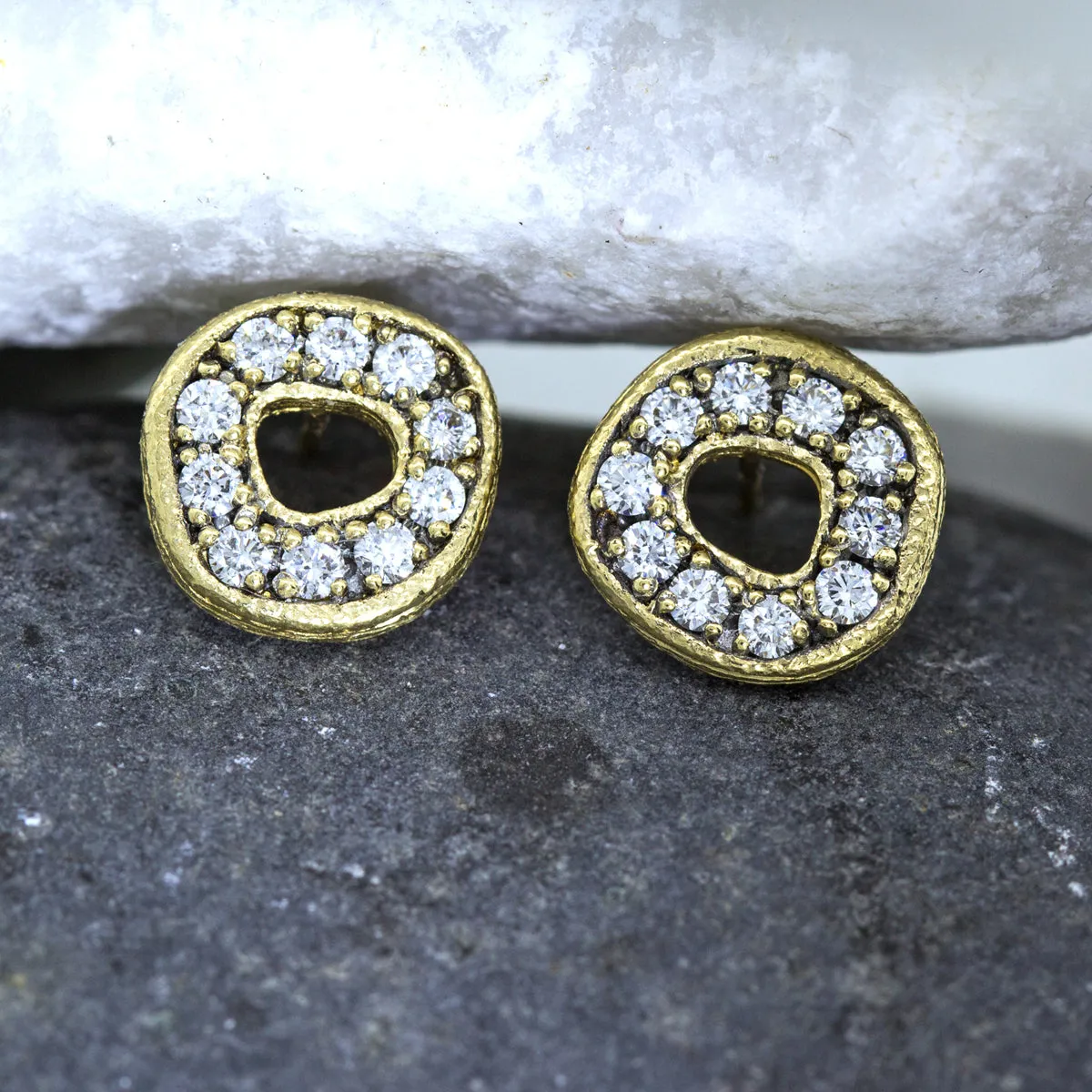 Odin Stone Stud Earrings with diamonds