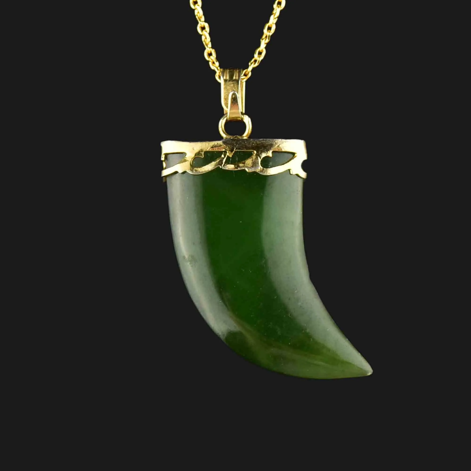 ON HOLD Vintage Gold Jade Claw Pendant Necklace