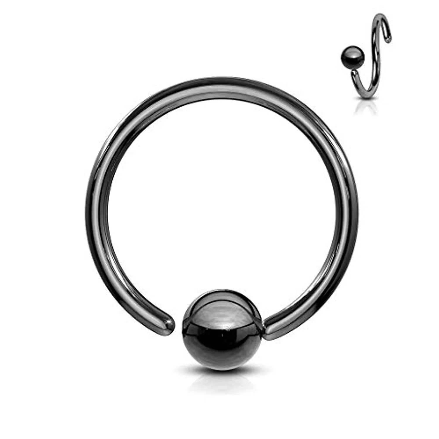 One Side Fixed Ball Ring IP Over 316L Surgical Steel WildKlass for Ear Cartilage, Nose and More