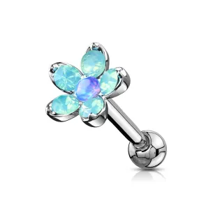 Opalite Flower with Opal Center Top 316L Surgical Steel WildKlass Cartilage, Tragus Barbell Studs