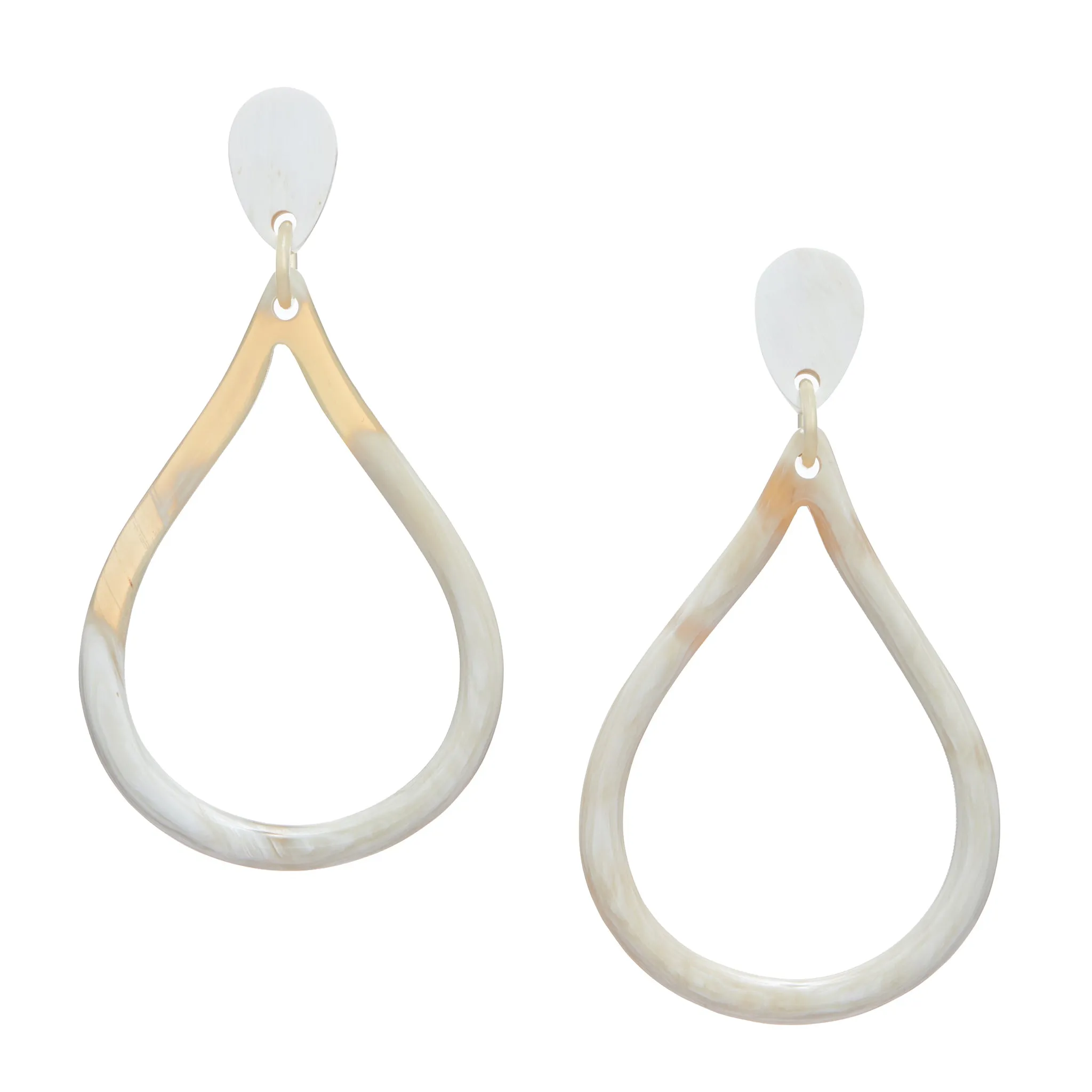 Open Tear Drop Horn Earring