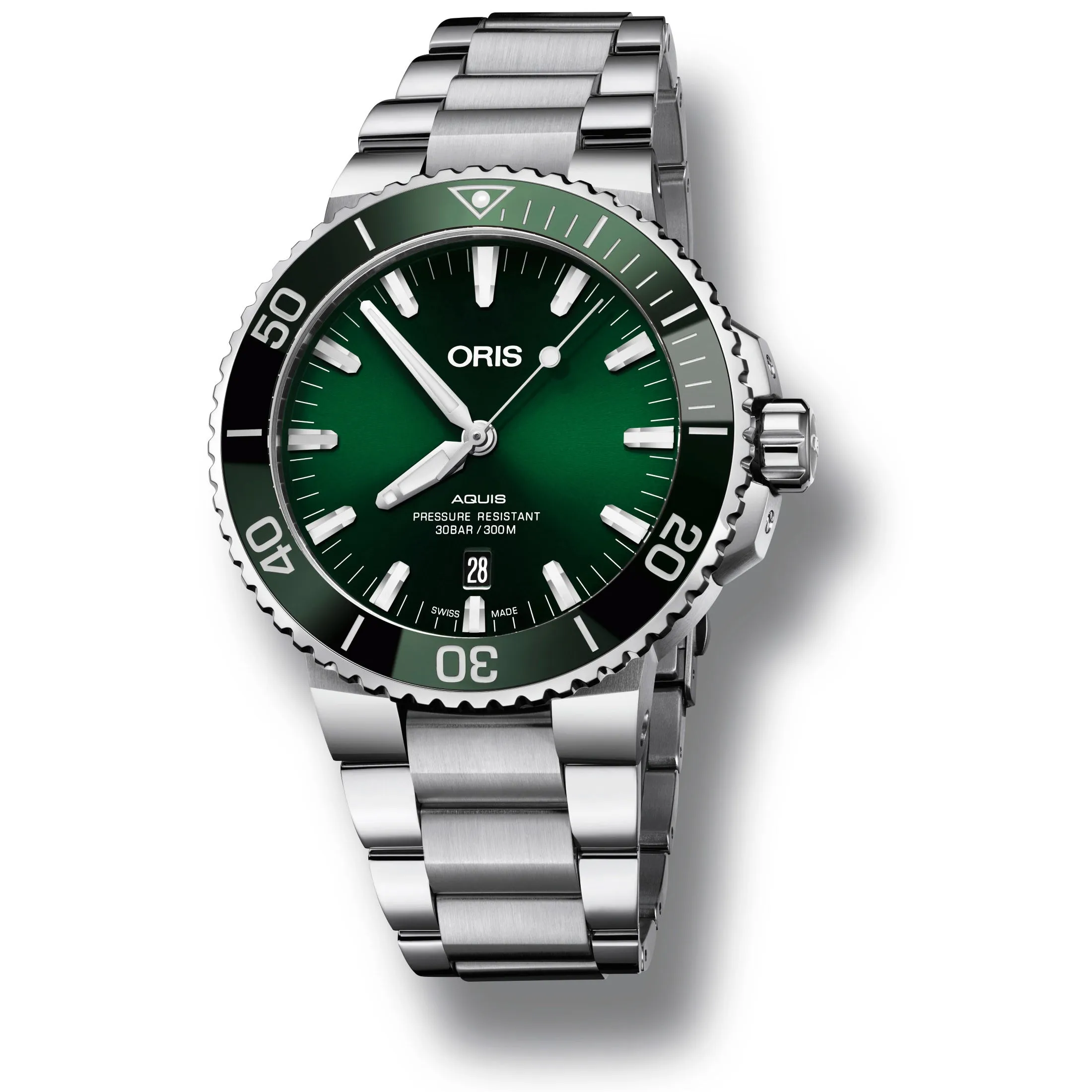 Oris Aquis Date Green Dial Steel Case & Bracelet 43.5mm Watch