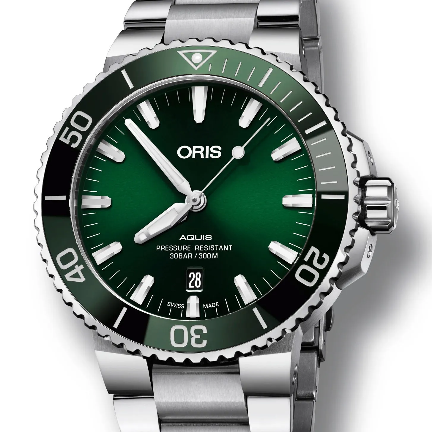 Oris Aquis Date Green Dial Steel Case & Bracelet 43.5mm Watch