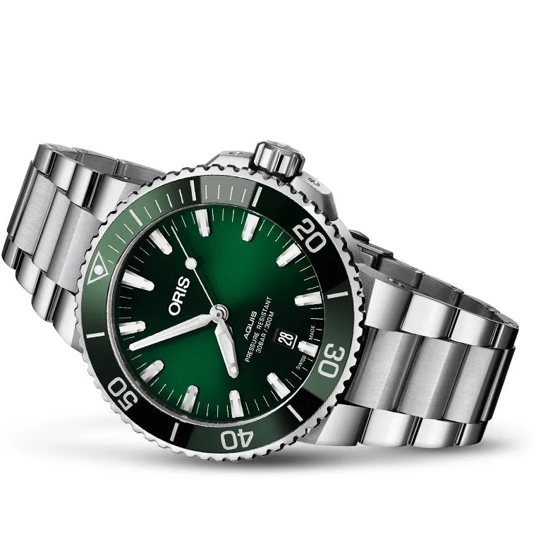 Oris Aquis Date Green Dial Steel Case & Bracelet 43.5mm Watch