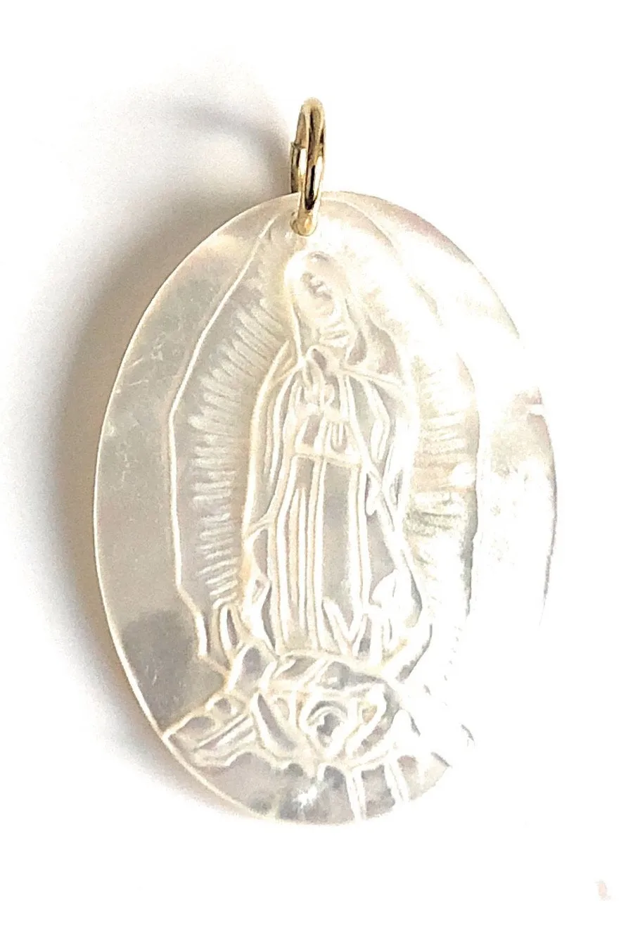 Our Lady of Guadalupe Medal, Virgen de Guadalupe, Mother of Pearl Virgin Mary Charm, Catholic Jewelry, Blessed Mother, Religious Gifts