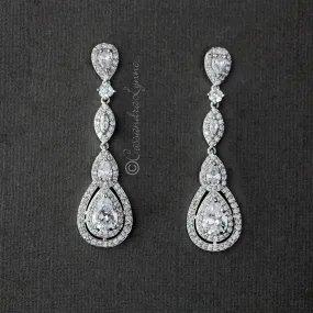 Pave Set Teardrop and Marquise CZ Earrings