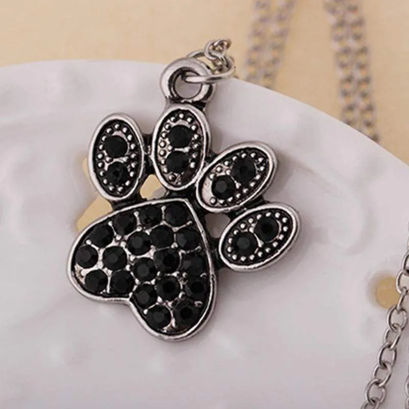 PAWFect Black Rhinestone Necklace