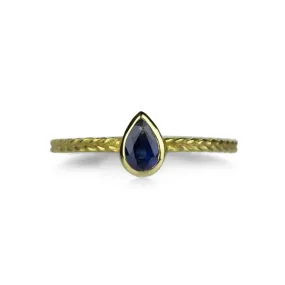 Pear Blue Sapphire Stacking Ring