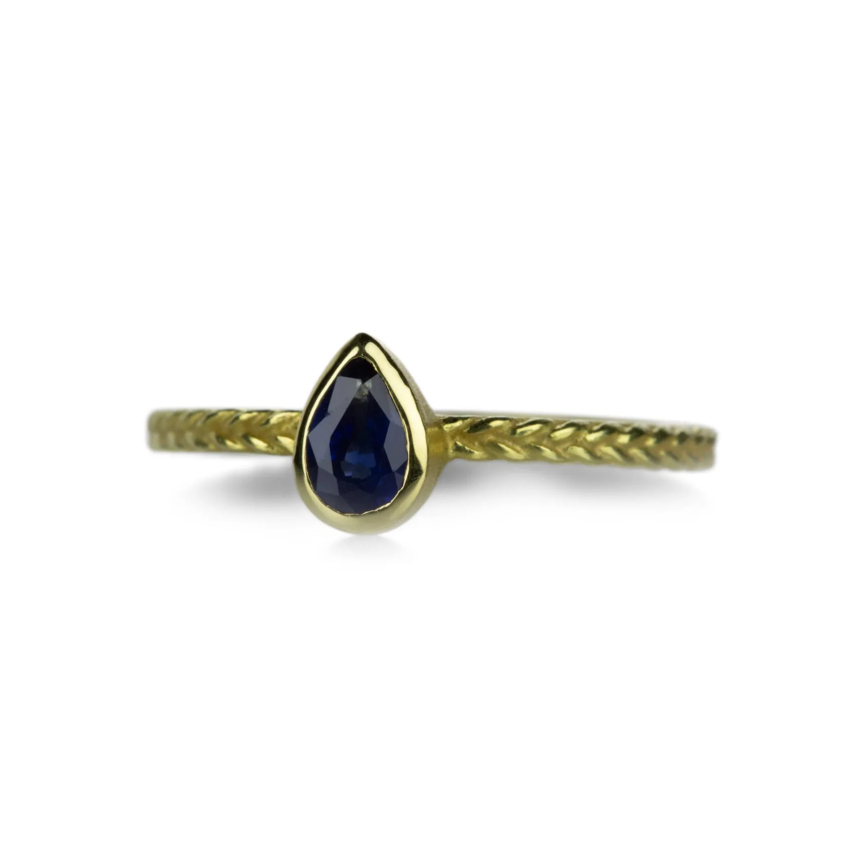 Pear Blue Sapphire Stacking Ring