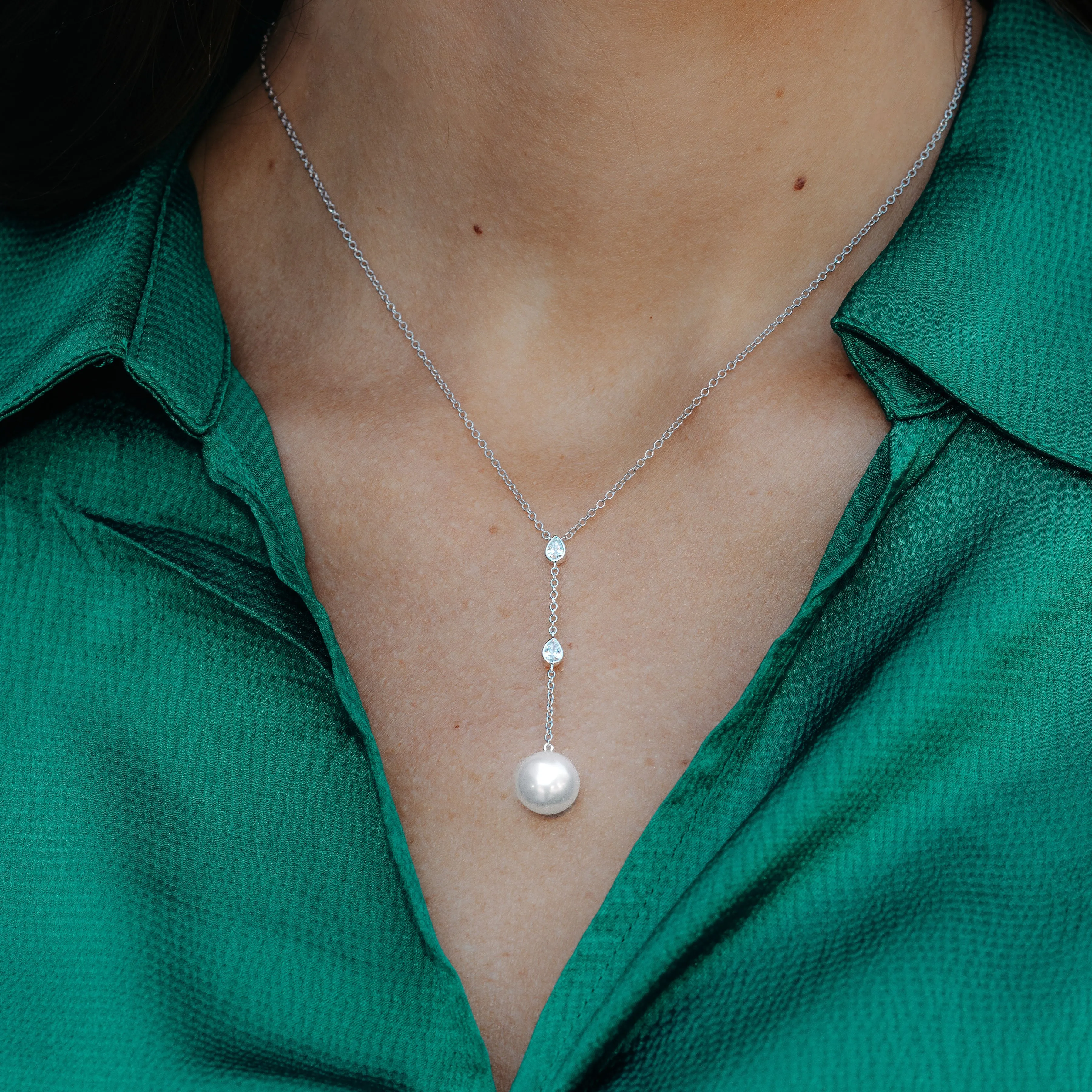 Pearl & Diamond Lariat Necklace