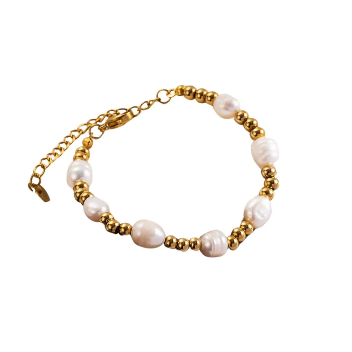 PENELOPE BEADS AND PEARLS STAINLESS STEEL BRACELET