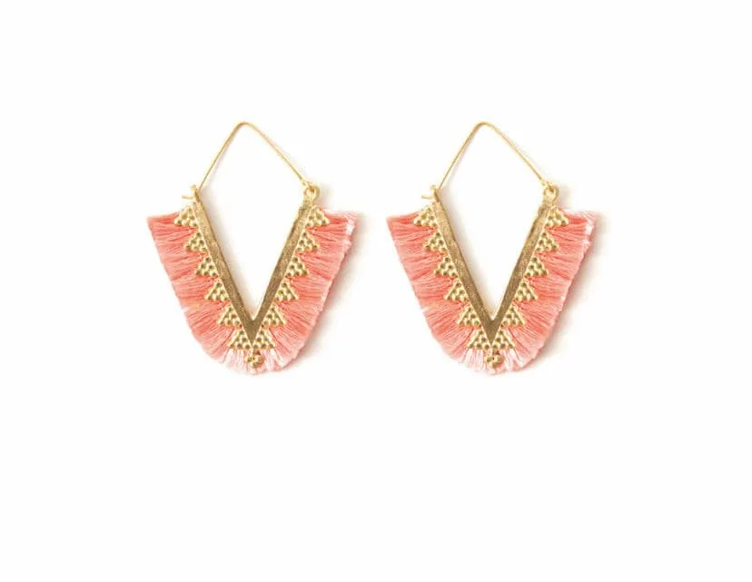 Pink Pointed Fringe Earring