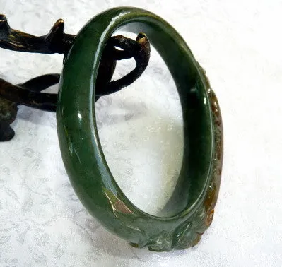 Powerful Person Burmese Jadeite Old Mine Lao Pit Bangle Bracelet Oval Shape Fits Like 59 mm (BB2976)