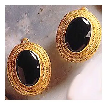 Prince Albert Onyx Clip Back Earrings