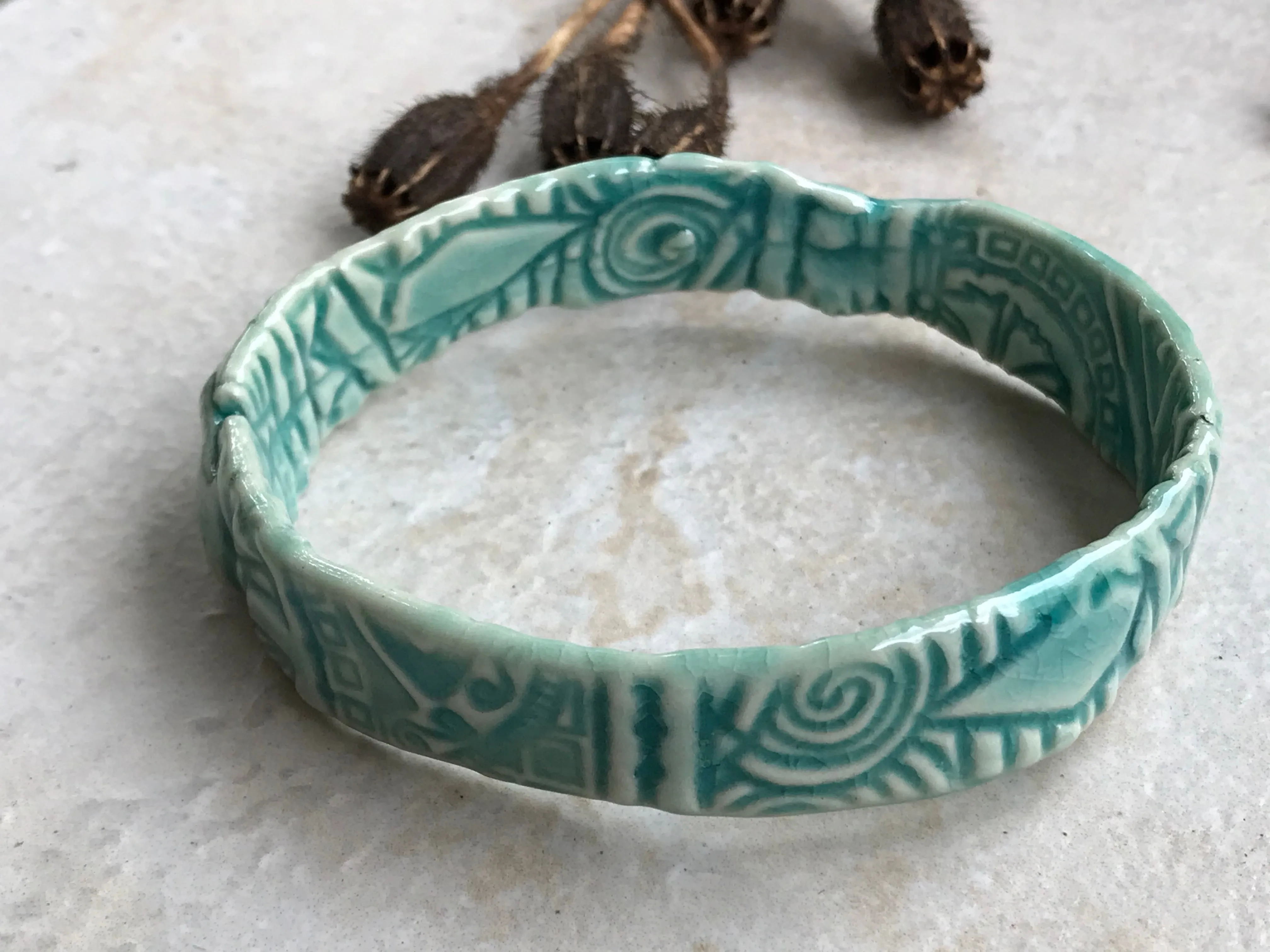 Quirky Turquoise Ceramic Bangle Bracelet