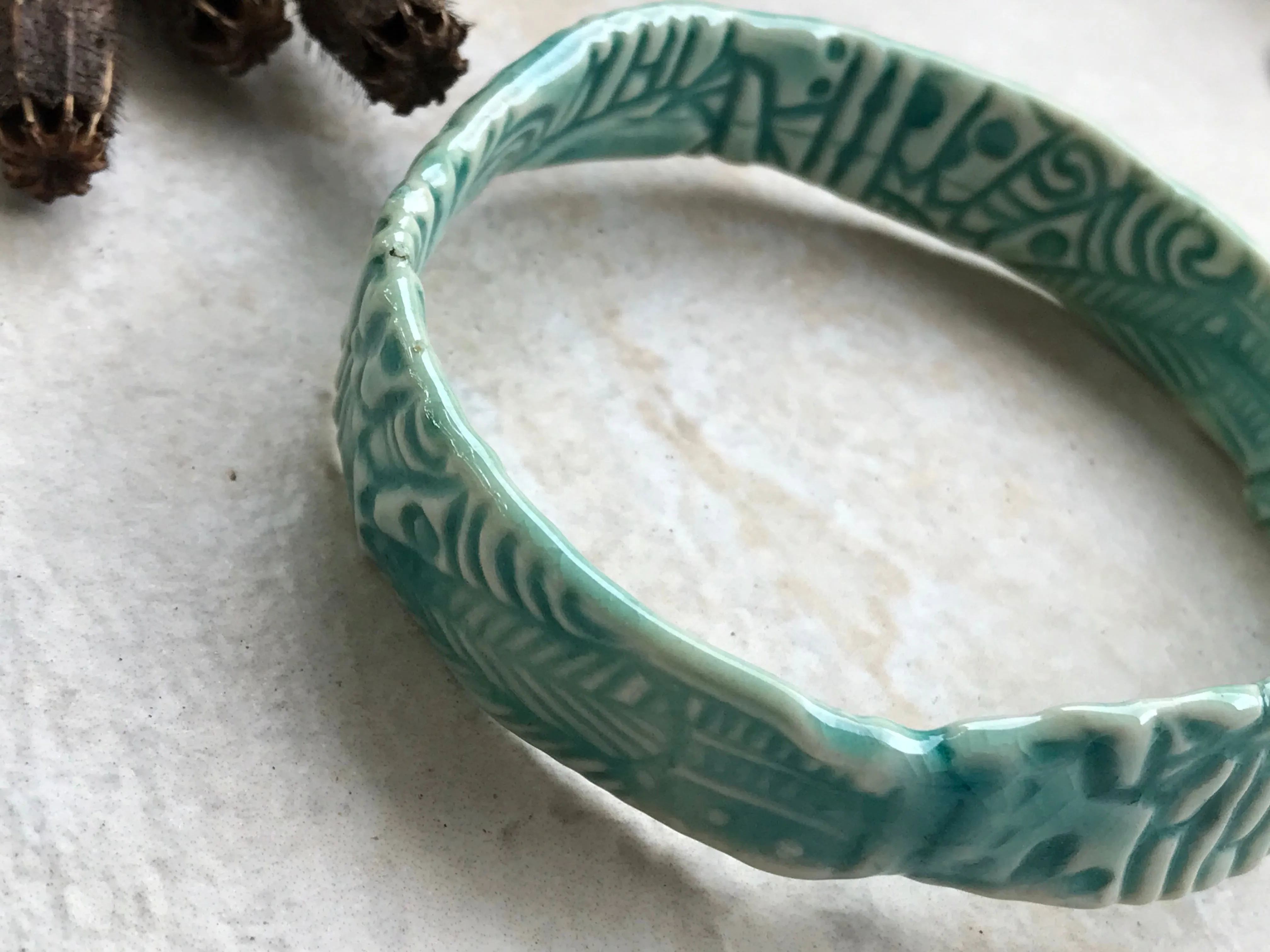 Quirky Turquoise Ceramic Bangle Bracelet