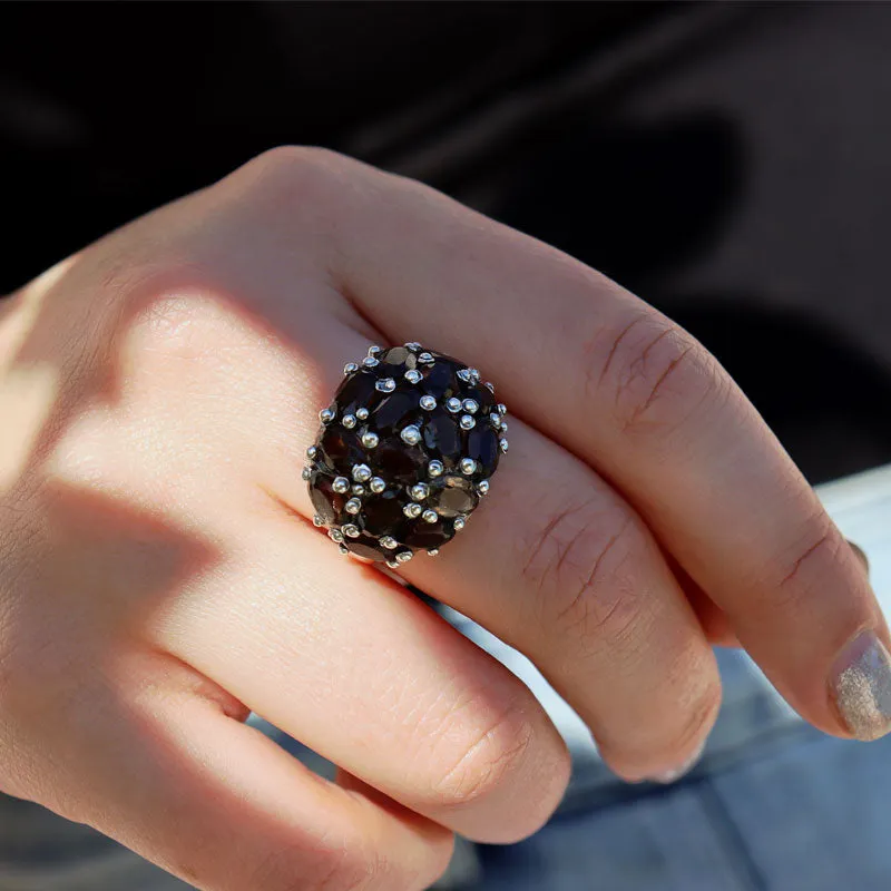 Rain Smoky Quartz Gemstone Ring