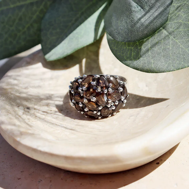 Rain Smoky Quartz Gemstone Ring