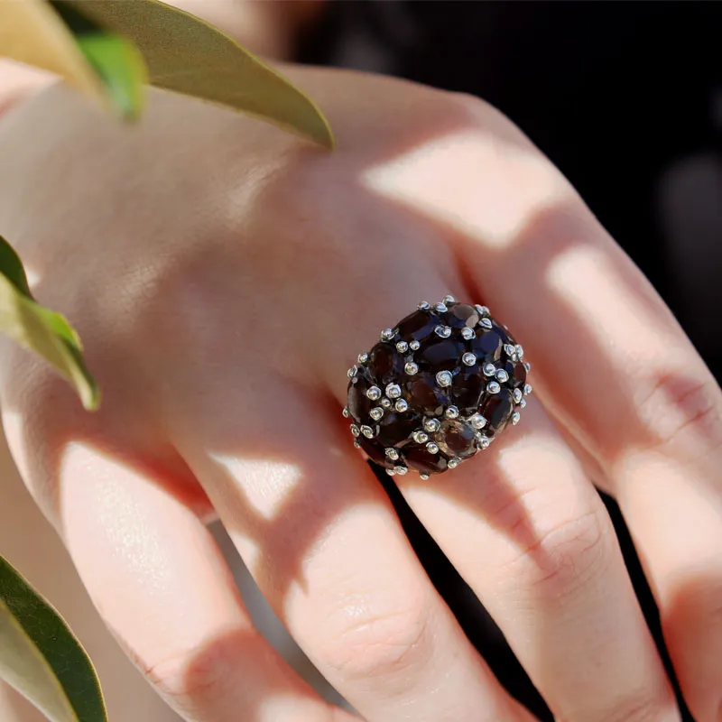 Rain Smoky Quartz Gemstone Ring