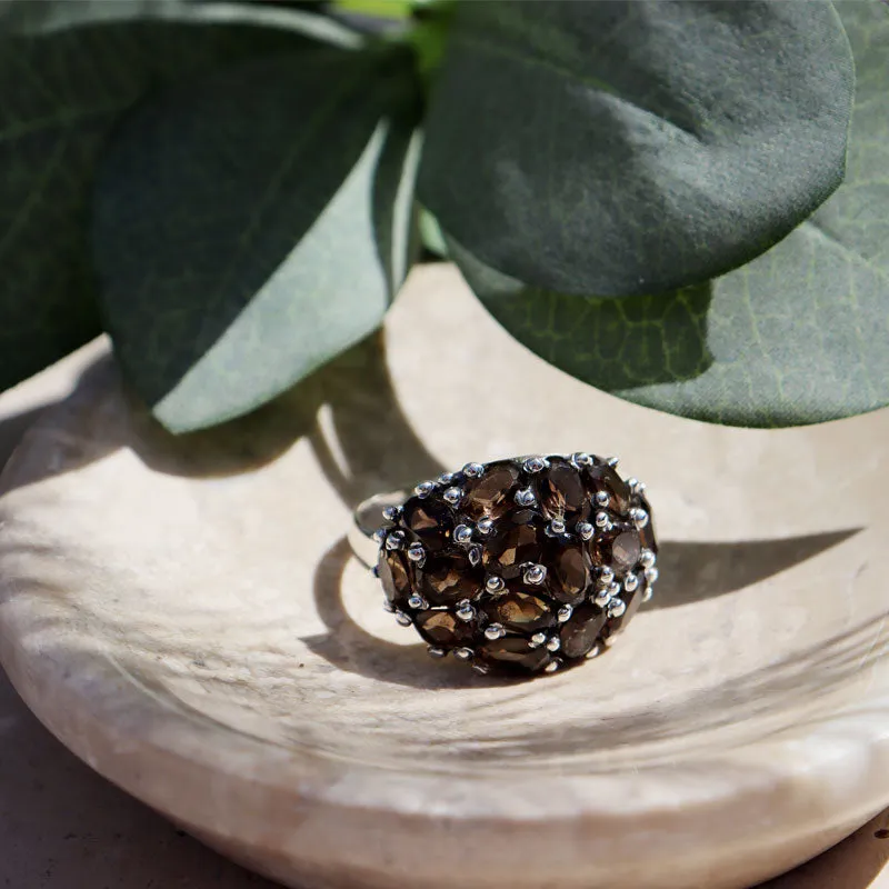 Rain Smoky Quartz Gemstone Ring