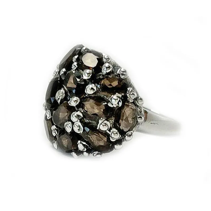 Rain Smoky Quartz Gemstone Ring