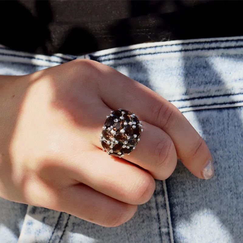 Rain Smoky Quartz Gemstone Ring